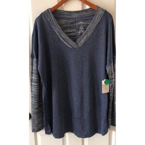St. John's Bay Women's Active Long Sleeve Blue Pullover Top Size XXL